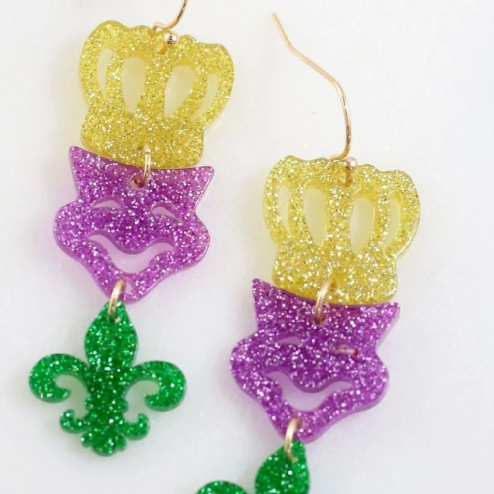 Mardi Gras Party Earrings #party #masquerade #parade